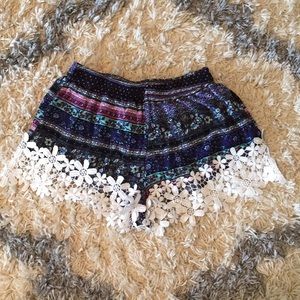Rue 21 Floral Pattern Shorts with Flower Lace